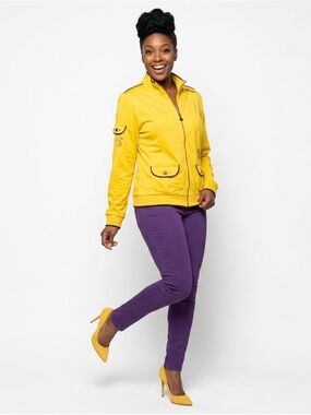 Vintage Mecca Femme Yellow Graphic Track Jacket 2X Y2K Streetwear